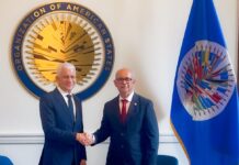 Ricardo de los Santos y secretario general OEA abordan cooperación regional frente a drogas sintéticas