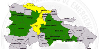 COE coloca tres provincias en alerta amarilla y mantiene 12 y el Distrito Nacional en verde