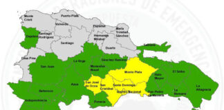 COE mantiene cuatro provincias y al Distrito Nacional en alerta amarilla